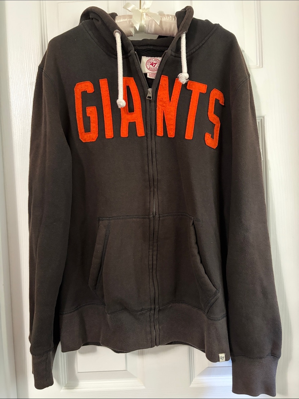 47 Brand Black Hoodie with Orange GIANTS Lettering